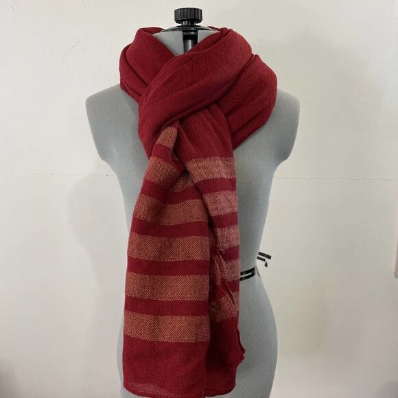 Zara Accessories Rust Stripe Acrylic Scarf Pashmina Approx 85 x 40 - FLAWS - Picture 2 of 6